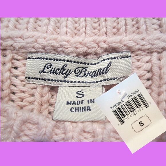 Lucky Brand NEW Cable Knit Crew Neck Sweater Top S - Picture 5 of 12